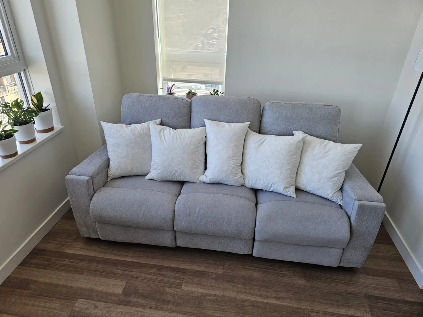 Grey Fabric 3-Seater Recliner Sofa with Cup Holders - photo 5