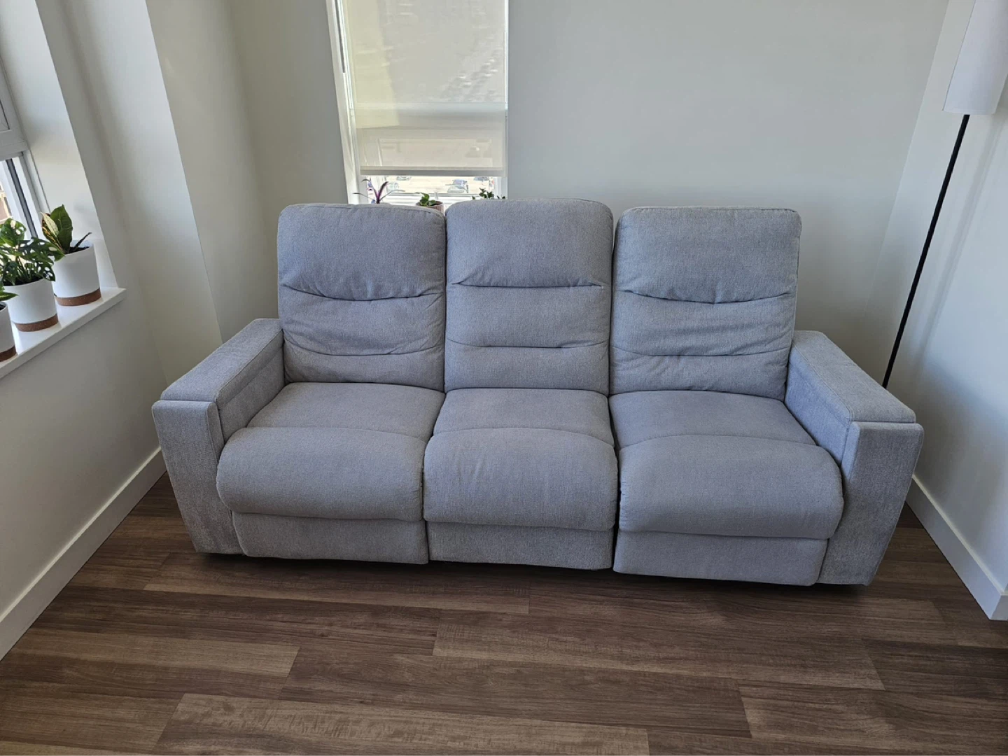 Grey Fabric 3-Seater Recliner Sofa with Cup Holders - photo 4