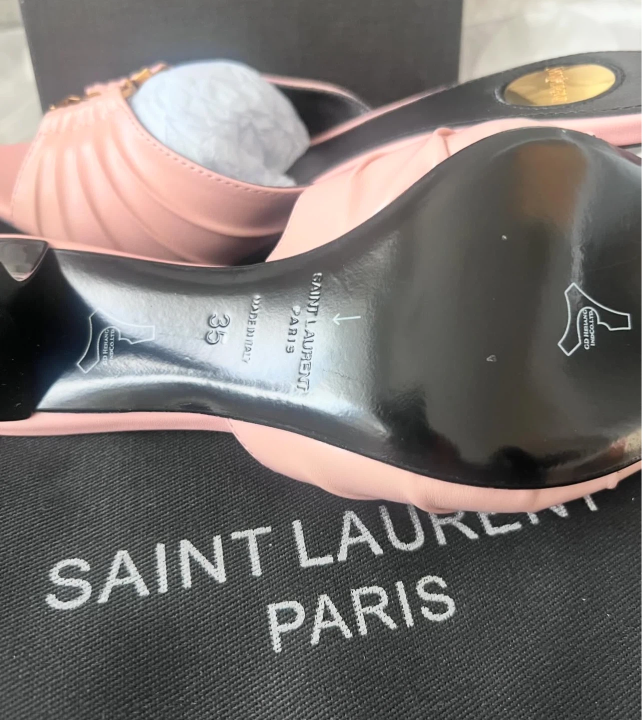 Saint Laurent Pink Leather Ruched Mule Heels - photo 5