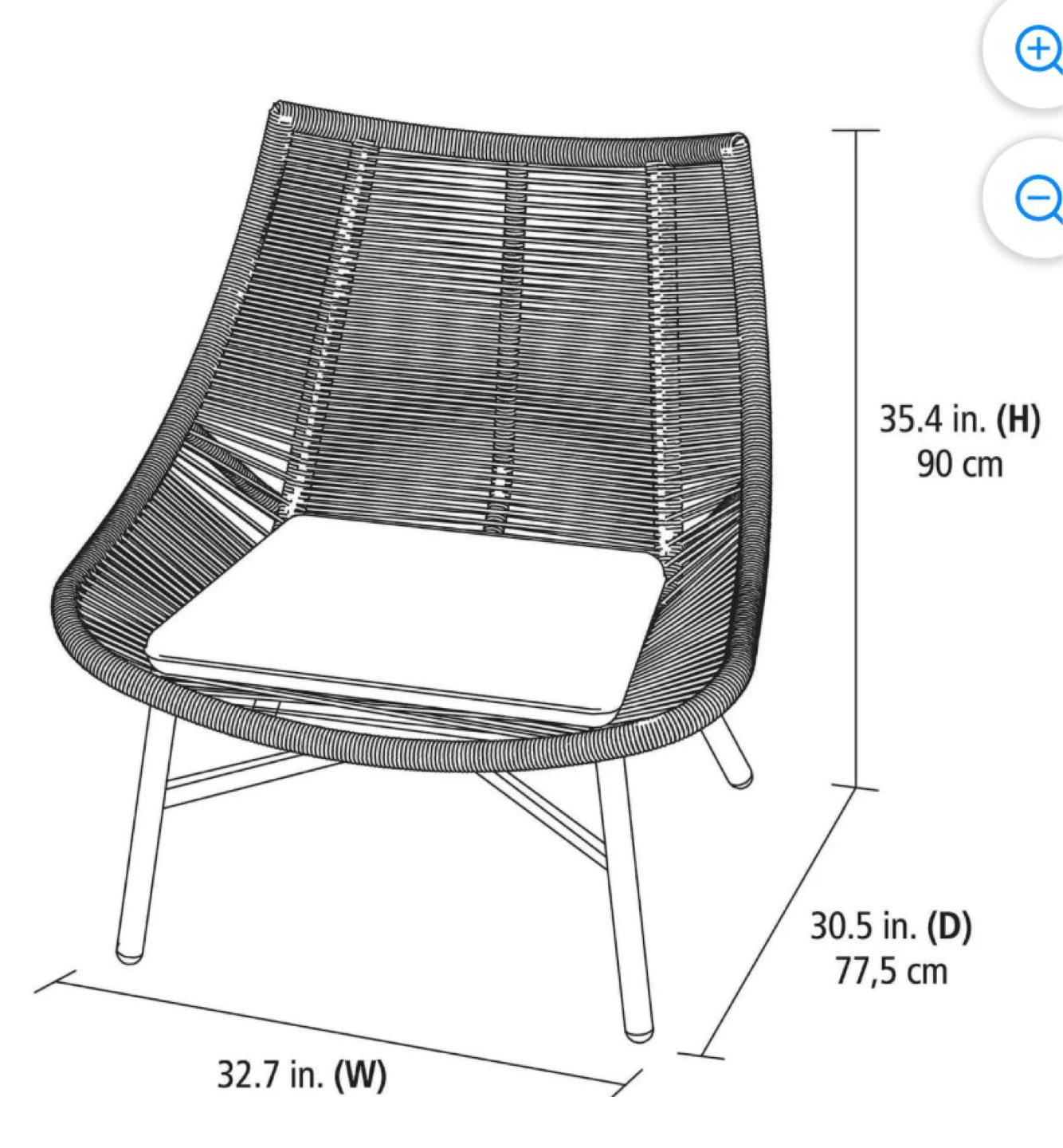 Grey Woven Patio Chair with Cushion - photo 5