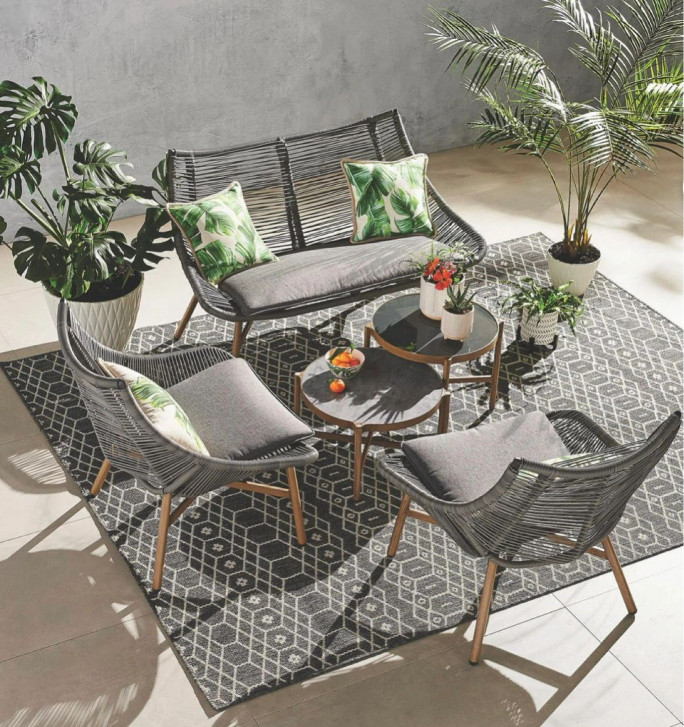 Grey Woven Patio Chair with Cushion