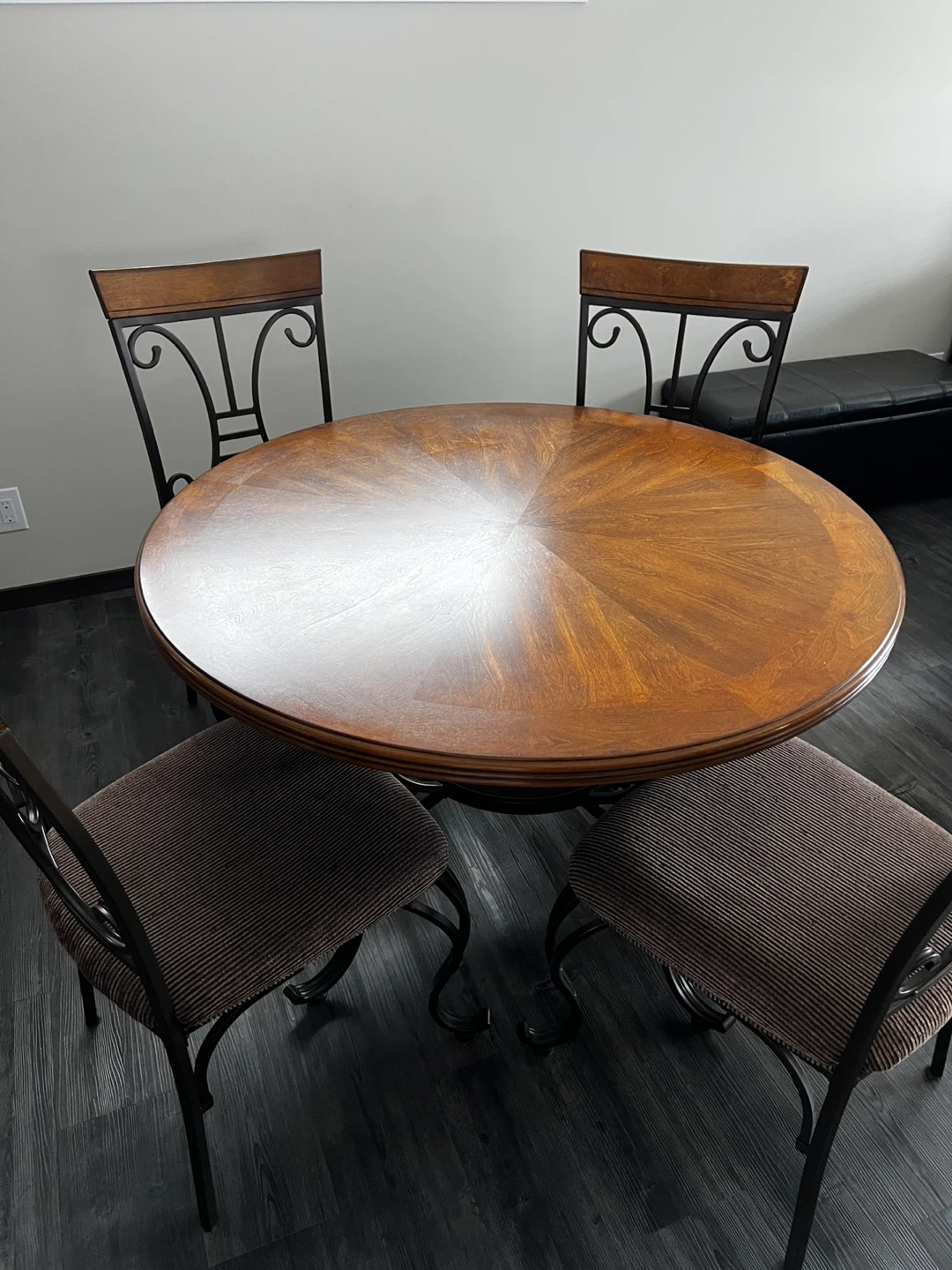 Round Wood Dining Table with 4 Chairs - photo 2