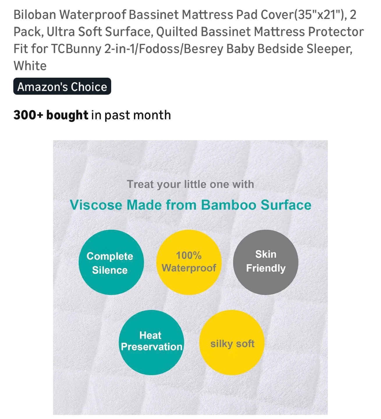 2 Biloban Waterproof Bassinet Mattress Pad Cover - 2 Pack - photo 2