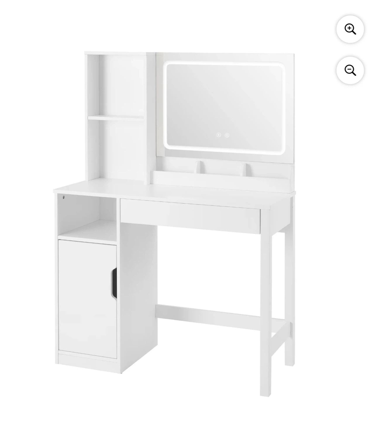 White Vanity Desk with LED Mirror