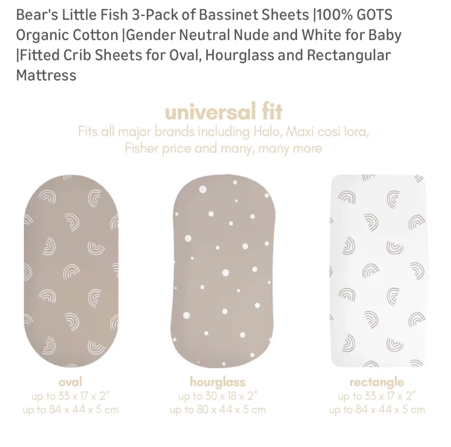 Bear's Little Fish 3-Pack Bassinet Sheets - GOTS Organic Cotton - photo 2