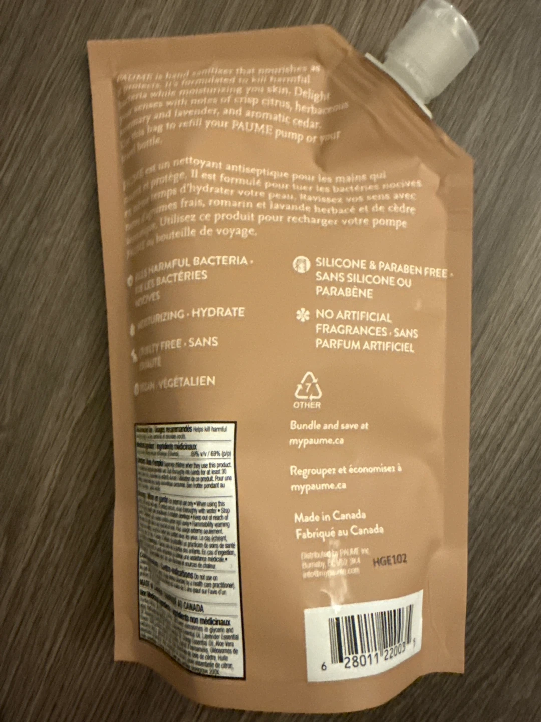 PAUME Moisturizing Antibacterial Hand Gel Refill Pouch - photo 3