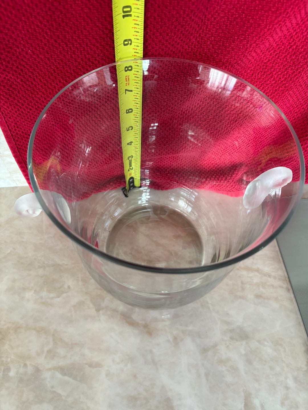Large Crystal Ice Bucket with Swirl Handles