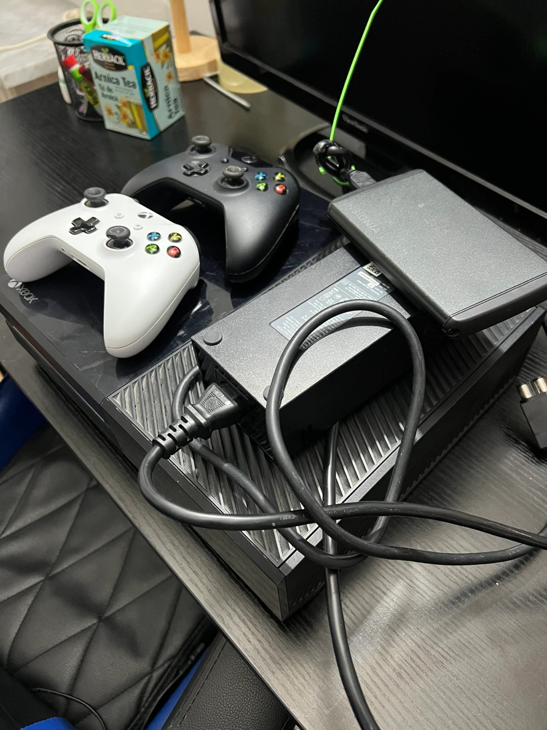 Xbox One S Console with Two Controllers and External Storage - photo 3
