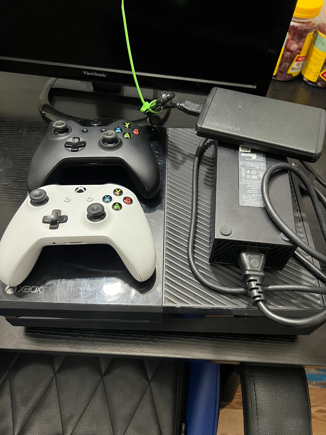 Xbox One S Console with Two Controllers and External Storage