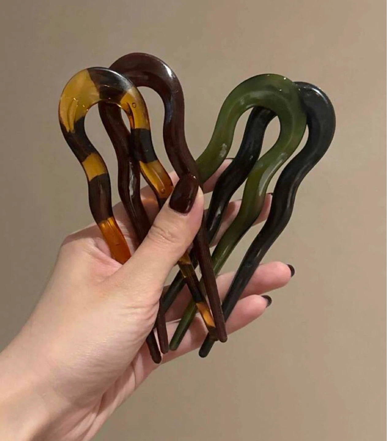 U-shaped hair stick bun pin — set of 4