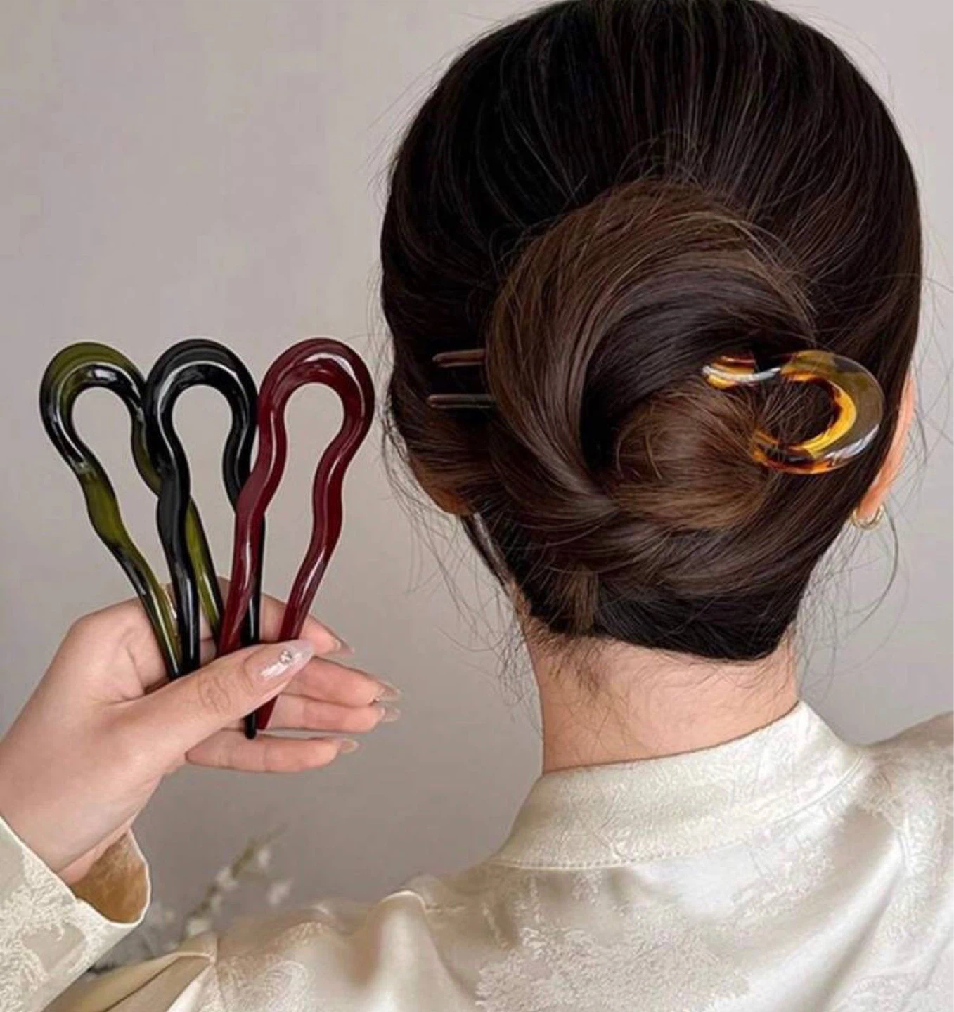 U-shaped hair stick bun pin — set of 4 - photo 5