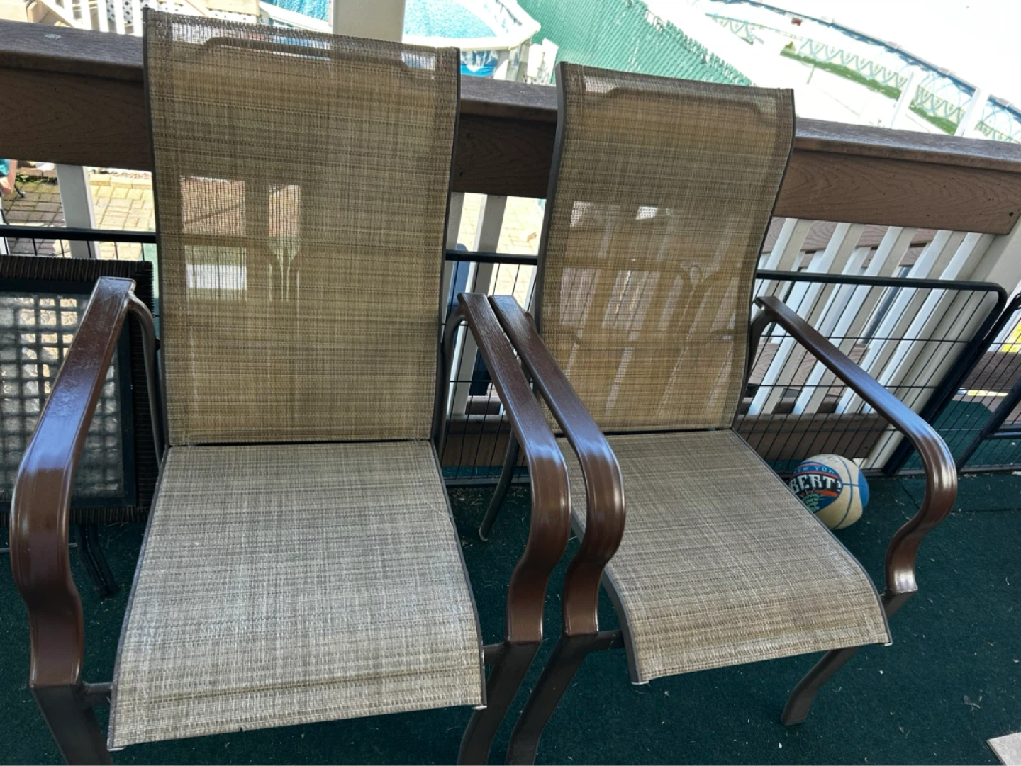 5 Piece Patio Set – Ceramic Tile Top Table + 5 Sling Chairs - photo 4