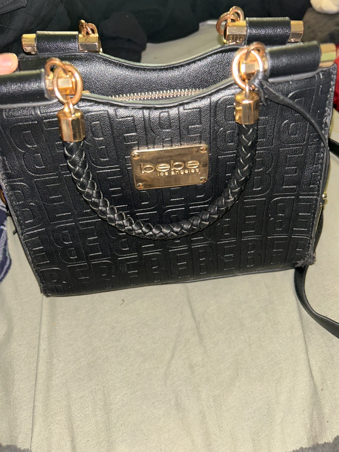 Bebe Black Textured Handbag