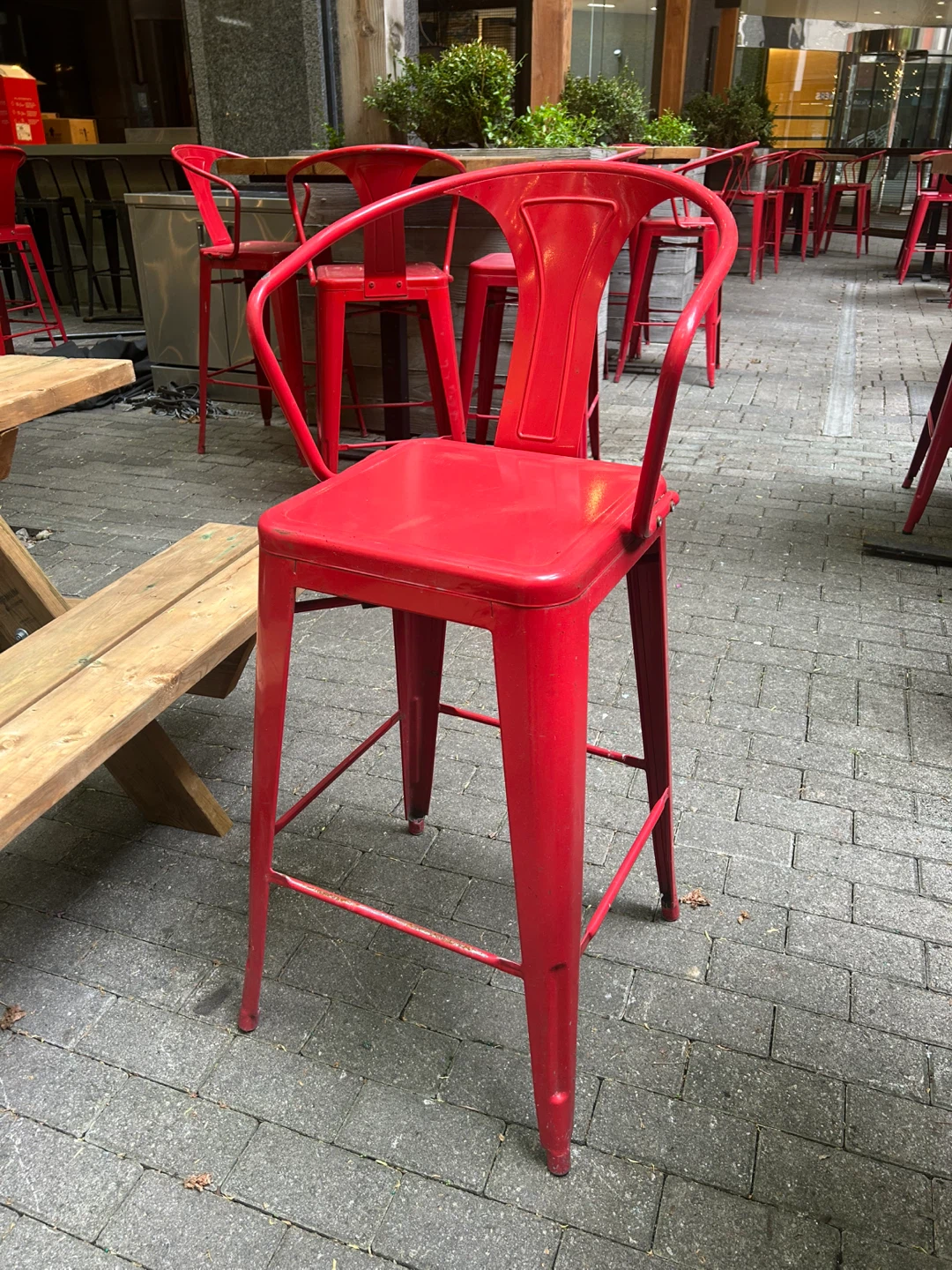 Red Metal Bar Chairs