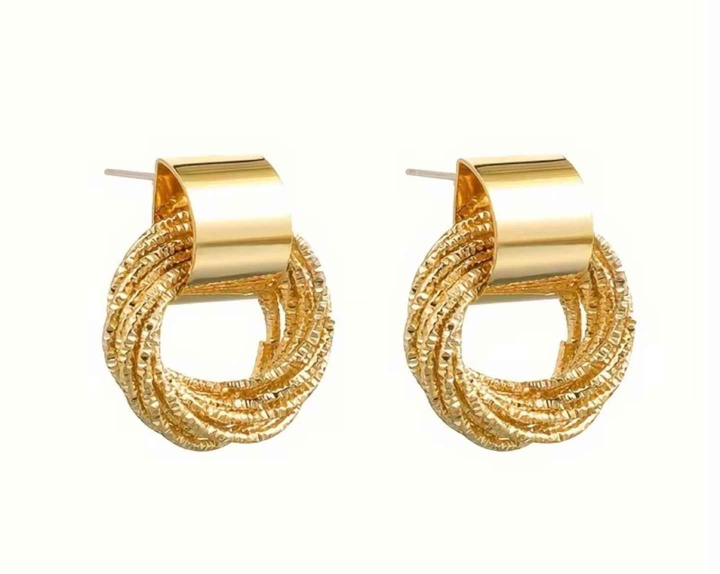 Gold-Colored Multi-Hoop Drop Earrings - photo 4