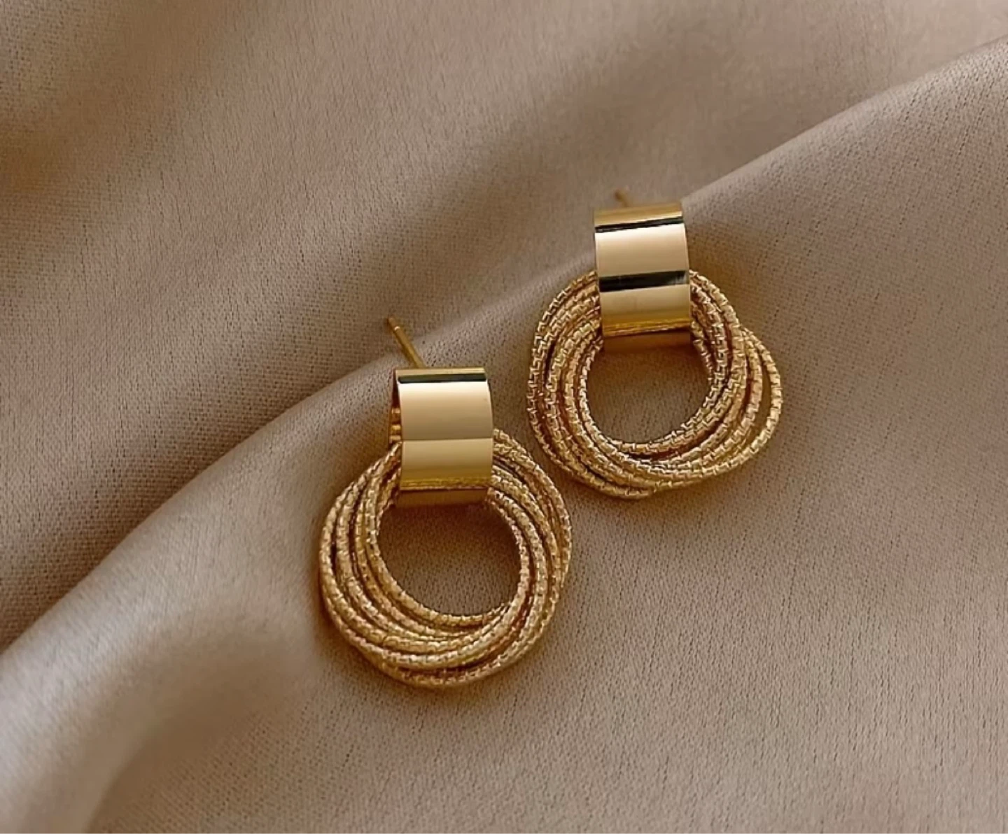 Gold-Colored Multi-Hoop Drop Earrings