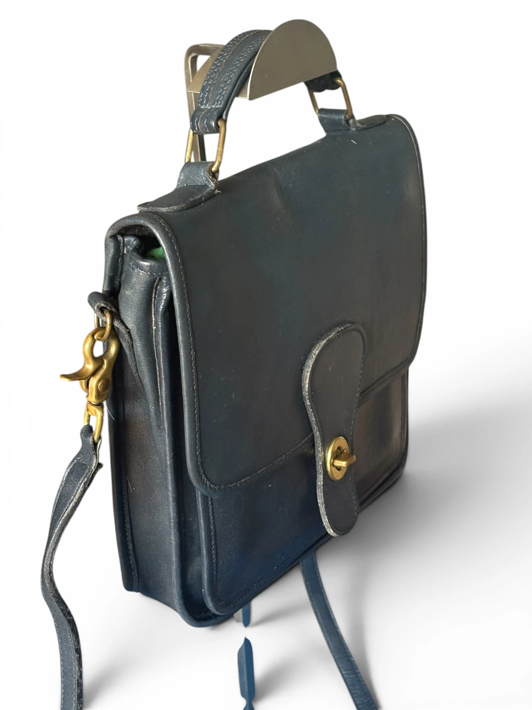 Vintage Coach # 5130 navy leather brass hard wear - photo 2