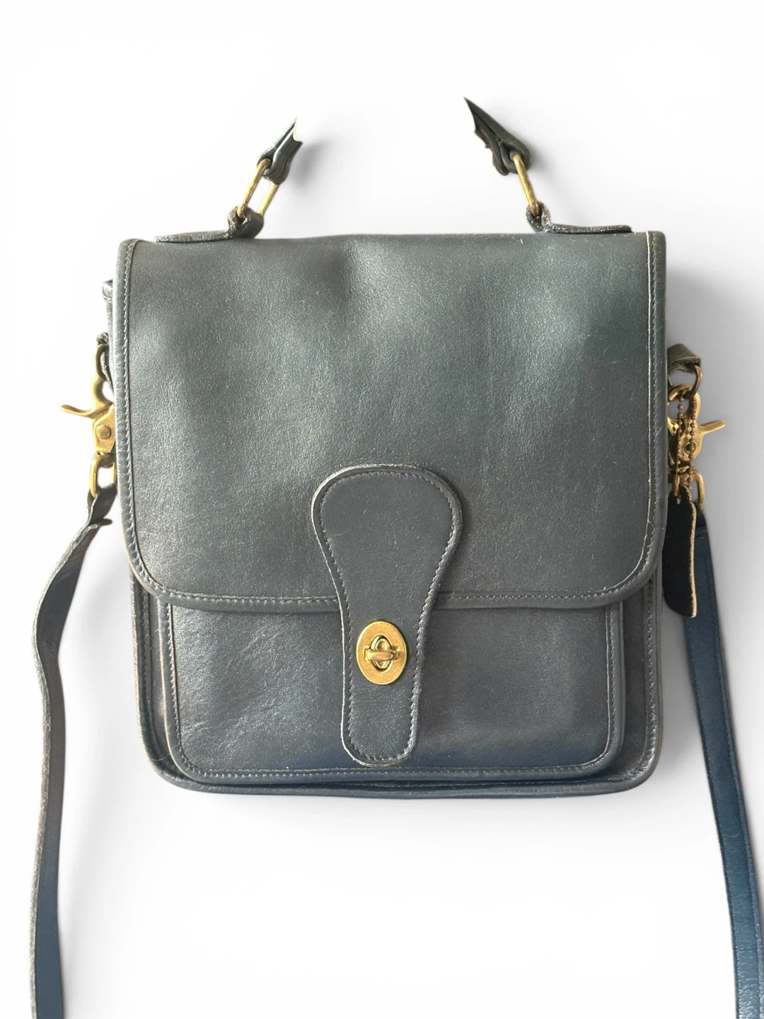 Vintage Coach # 5130 navy leather brass hard wear