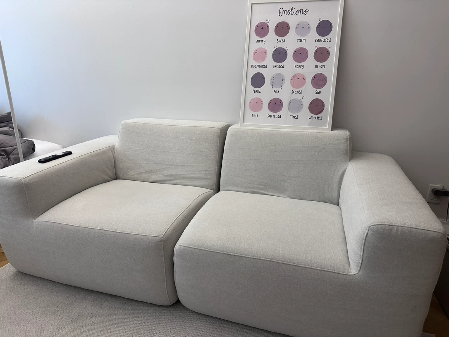White Fabric Two-Seater Sofa