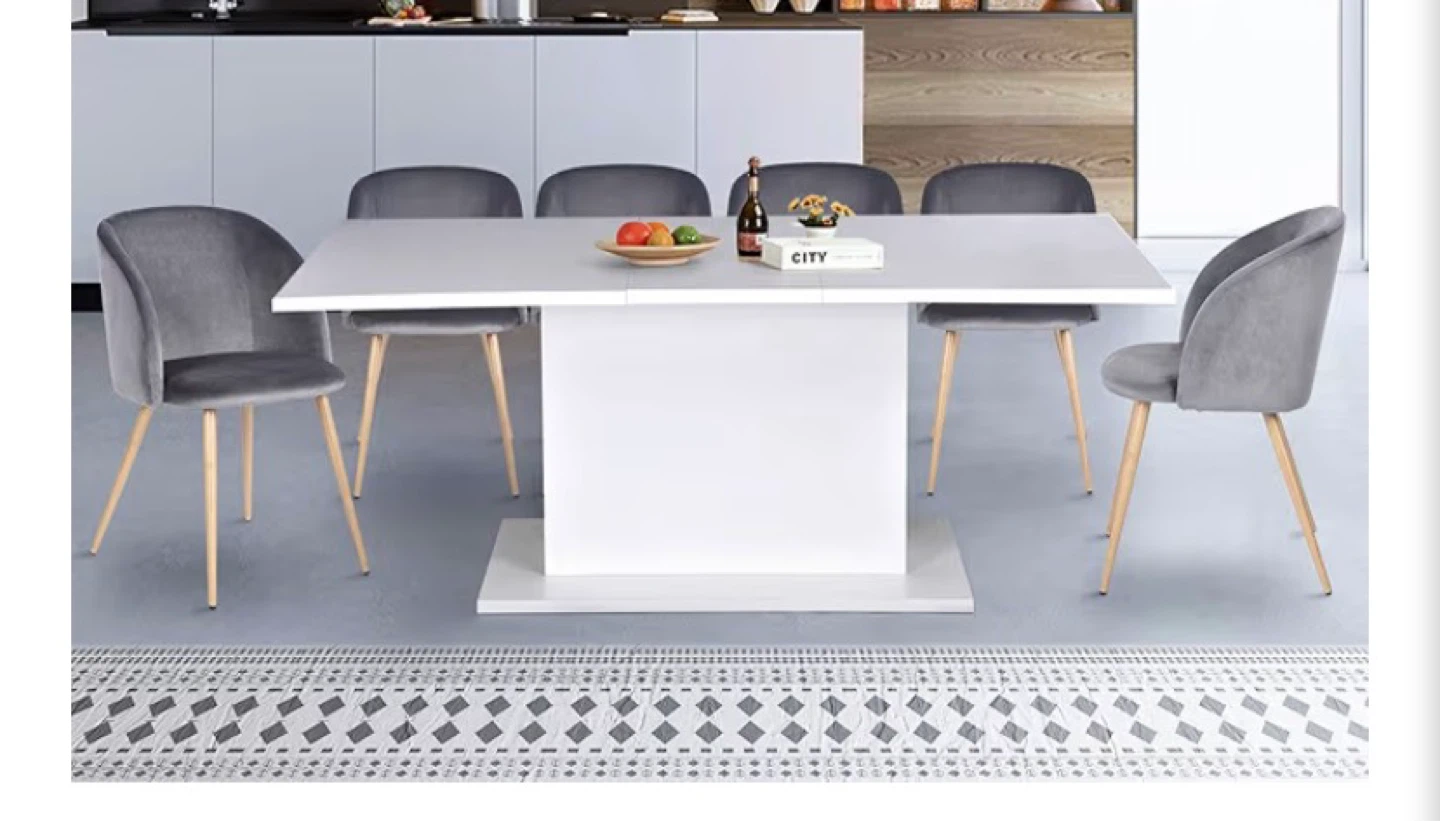 COZYCASA Extensible Dining Table White & black Chairs - photo 5