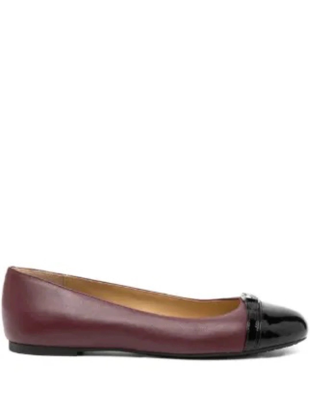 🍷Michael Kors Women's Burgundy & Black Cap Toe Ballet Flats