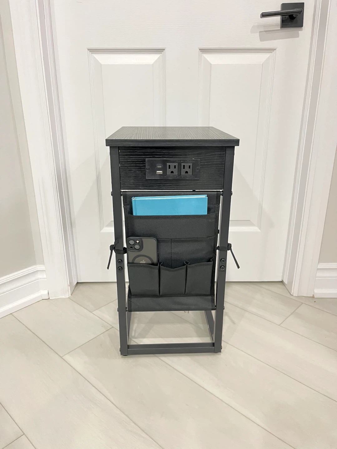 C-Shaped Sofa Side Table with Charging Station - photo 4