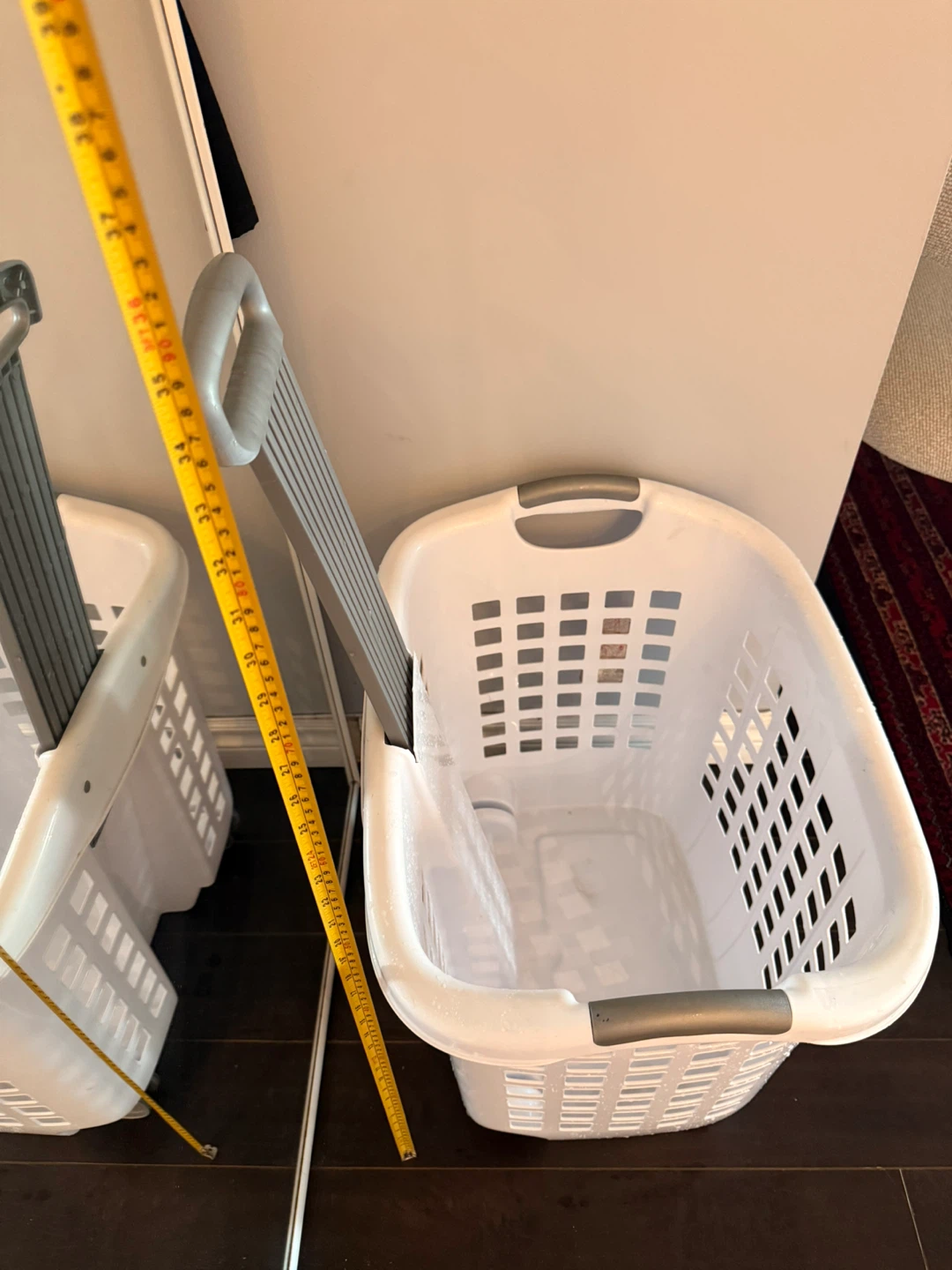 White Laundry Basket with Wheels and Handles - photo 2