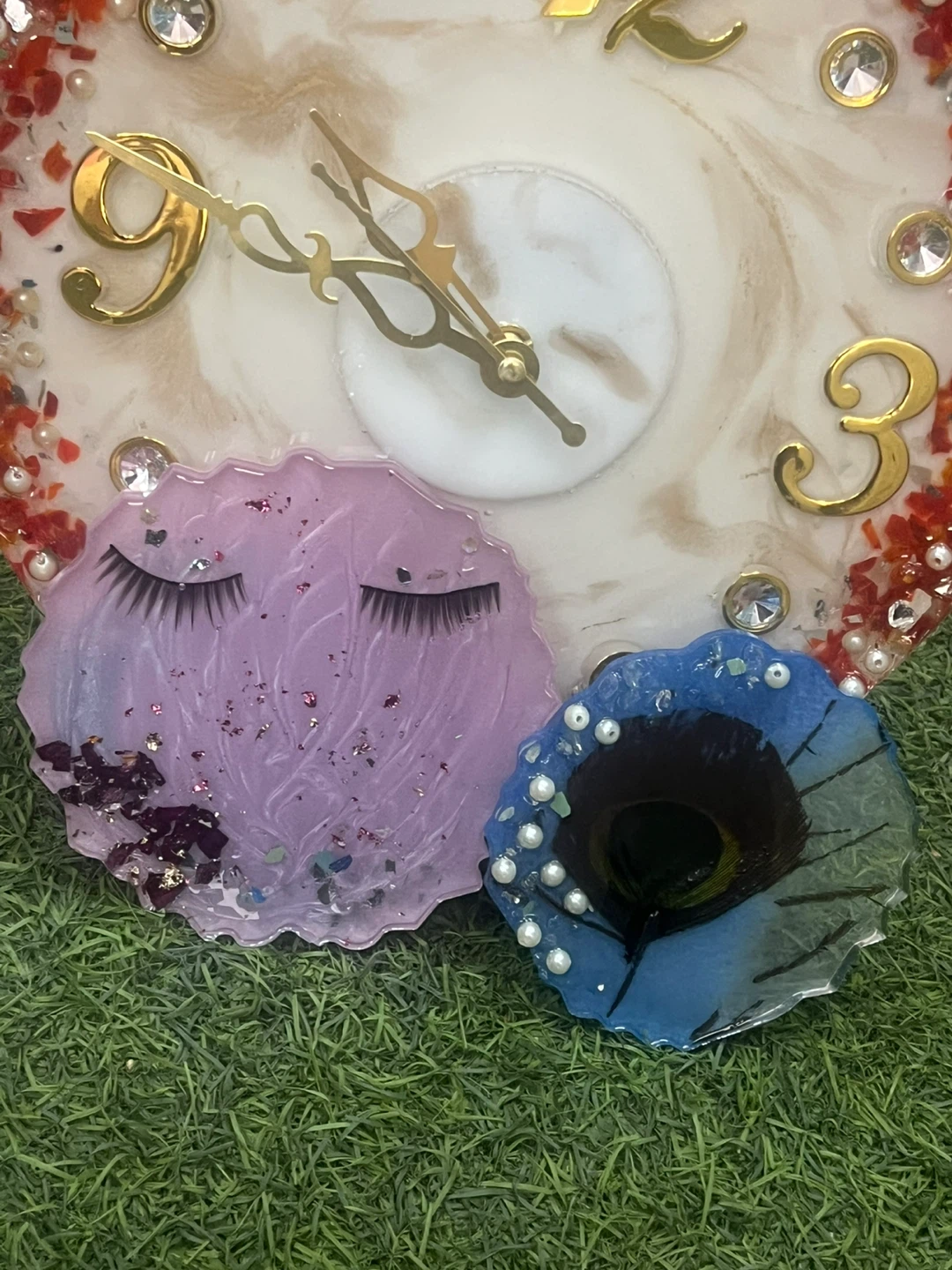 Handmade Resin Coasters with Floral and Feather Designs - photo 2