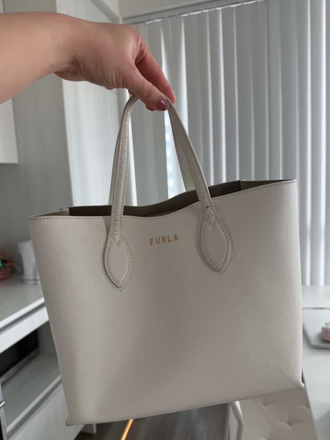Furla White Leather Tote Bag