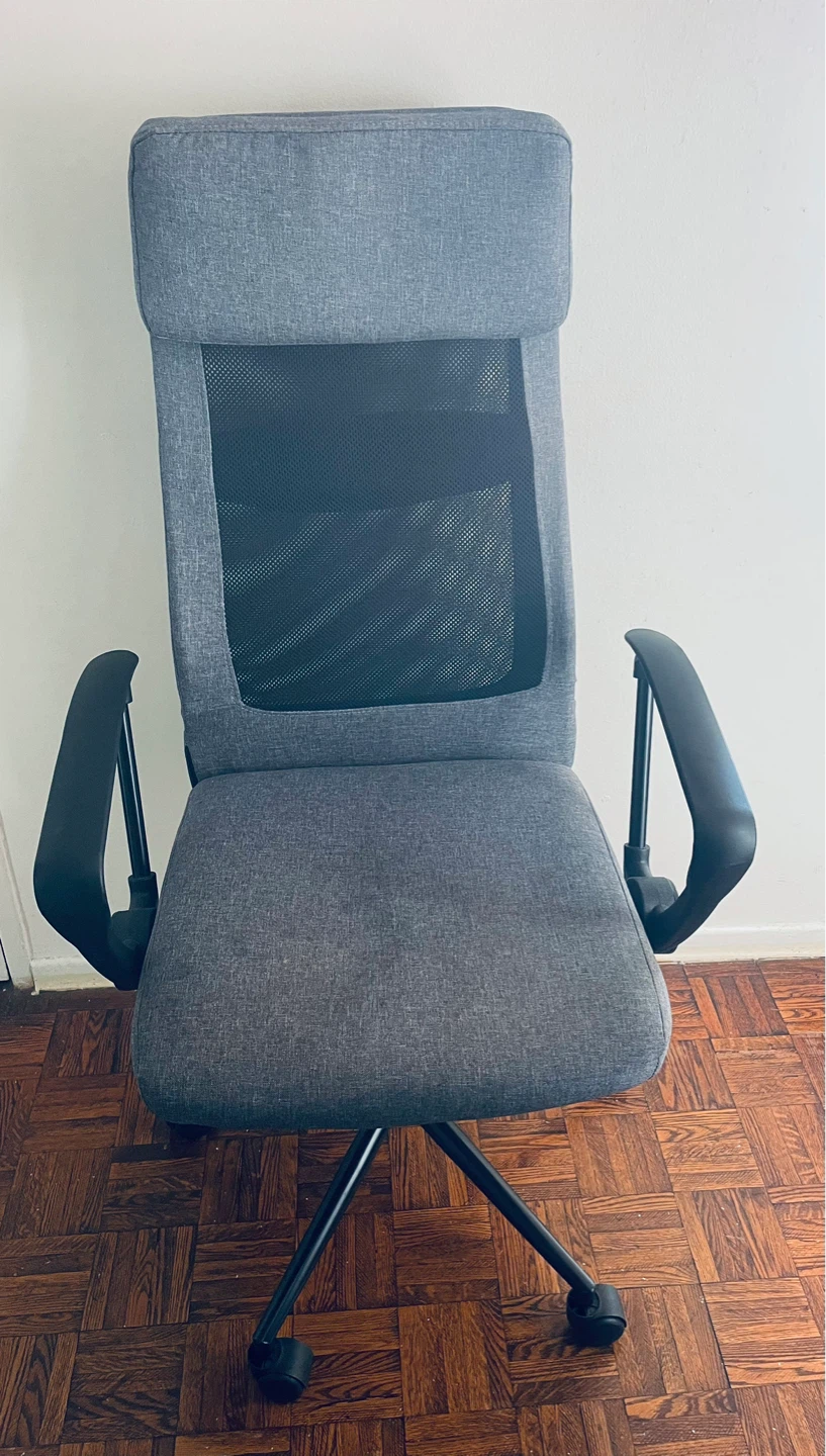 Grey Office Chair with Headrest
