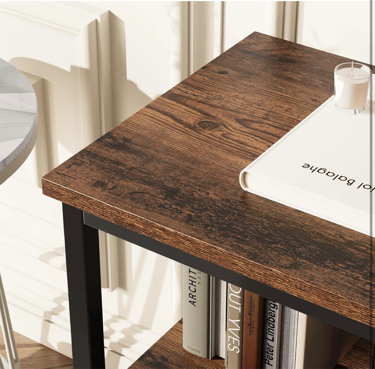 Rustic Wood TV Stand with 2 Fabric Drawers - photo 5