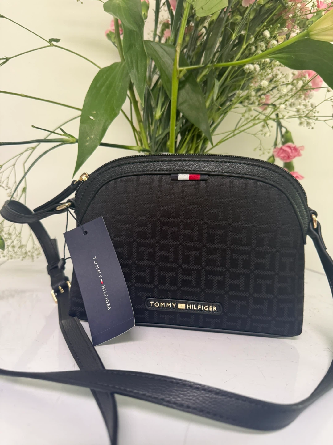 Tommy Hilfiger Black Monogram Crossbody Bag