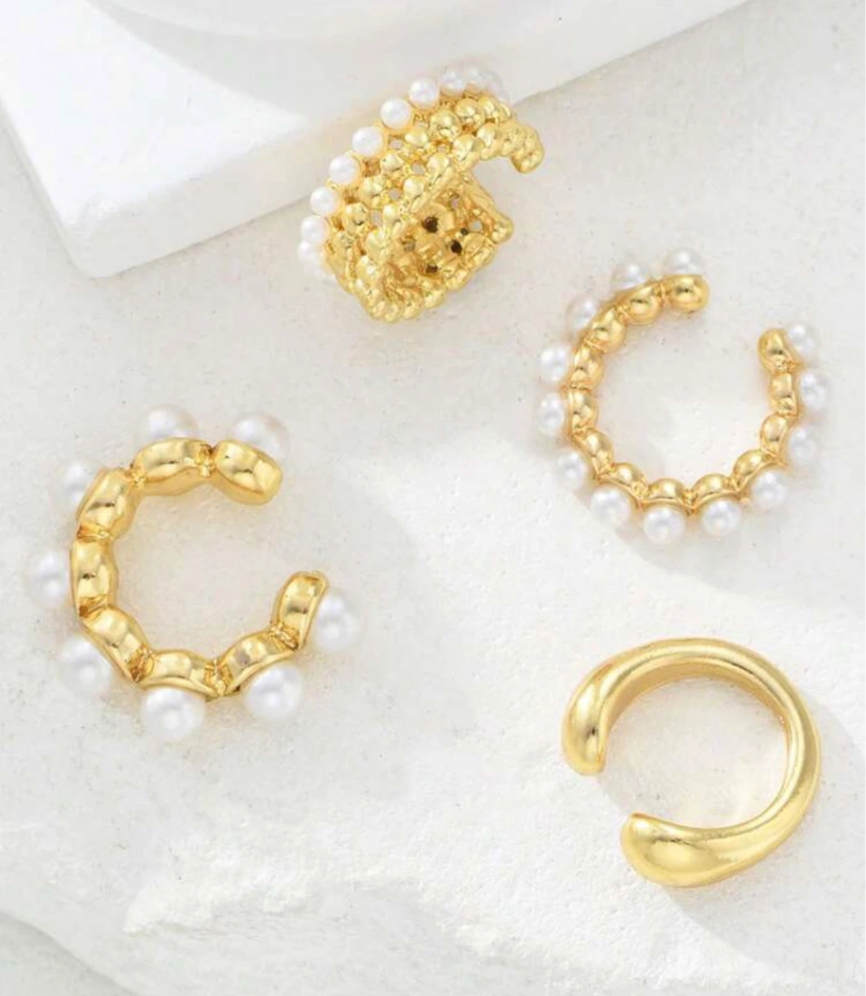 Set of 4 Pearl & Gold-Toned Ear Cuffs - photo 4