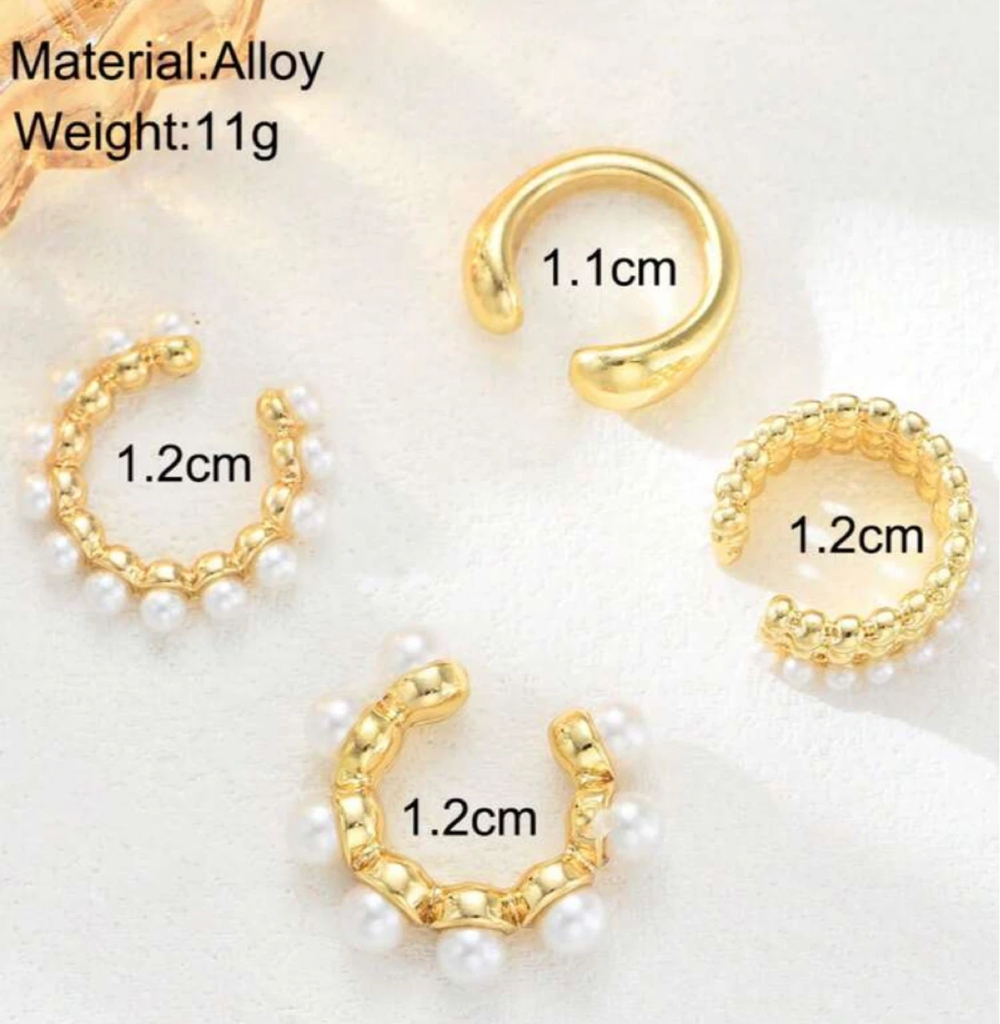 Set of 4 Pearl & Gold-Toned Ear Cuffs - photo 2