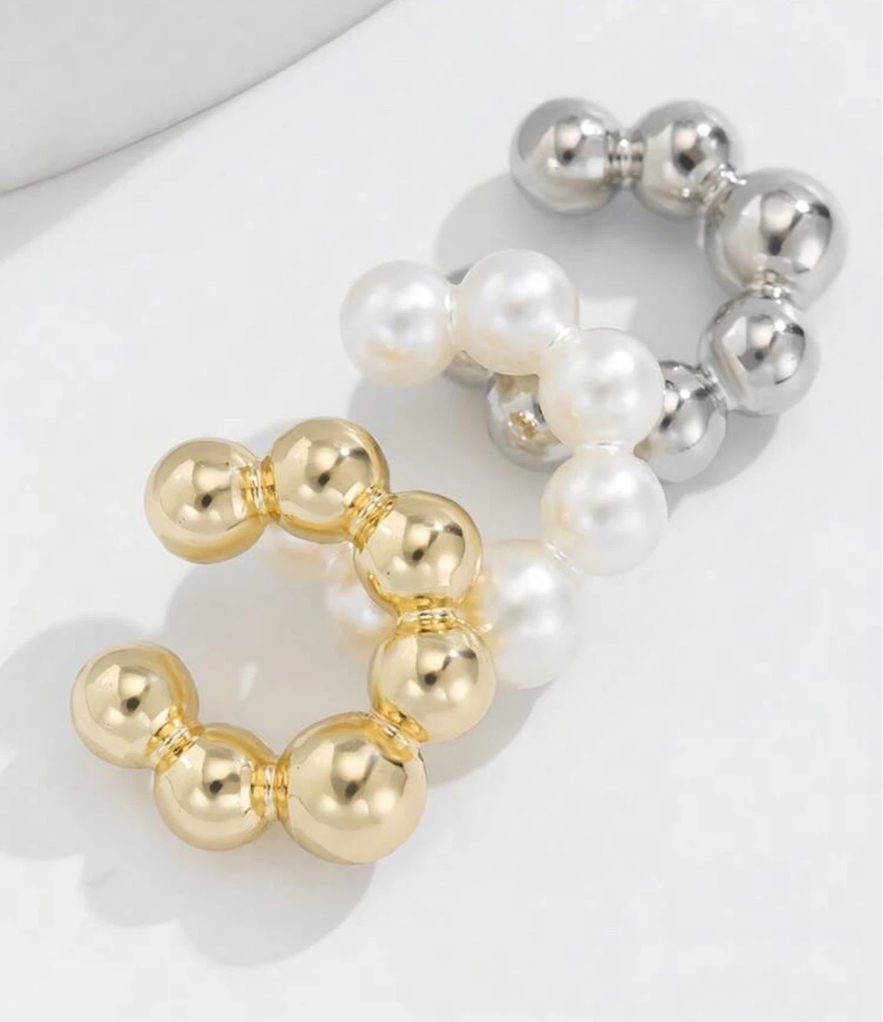 Set of 3 Ball Bead Ear Cuffs - photo 3