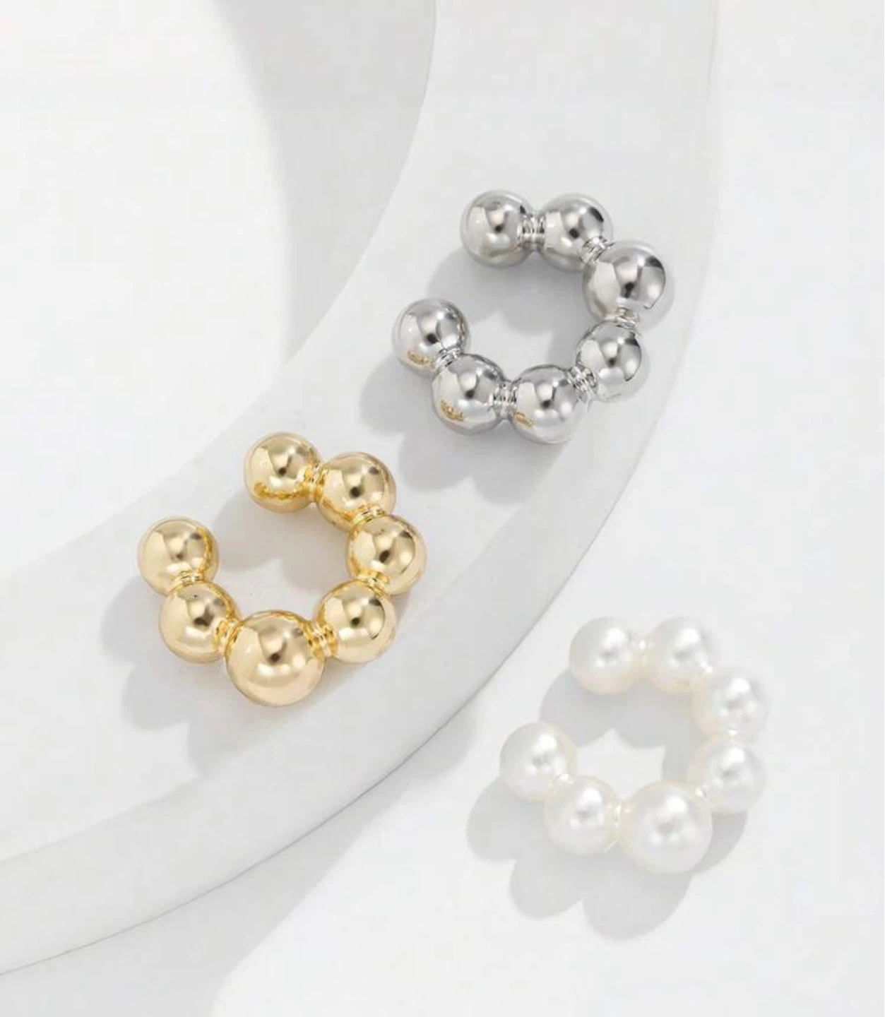 Set of 3 Ball Bead Ear Cuffs - photo 4