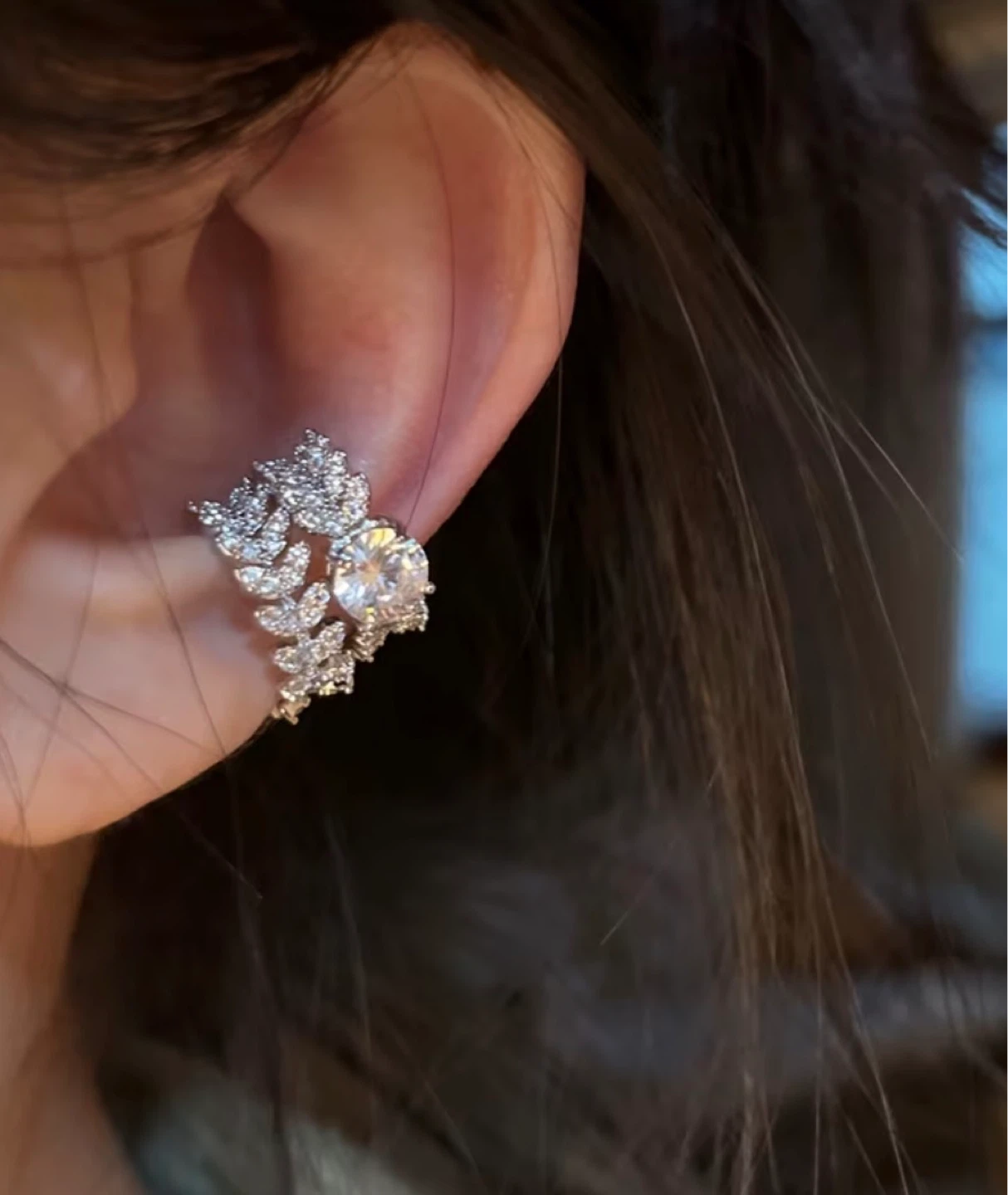Crystal Leaf Ear Cuff (2 pcs) - photo 2