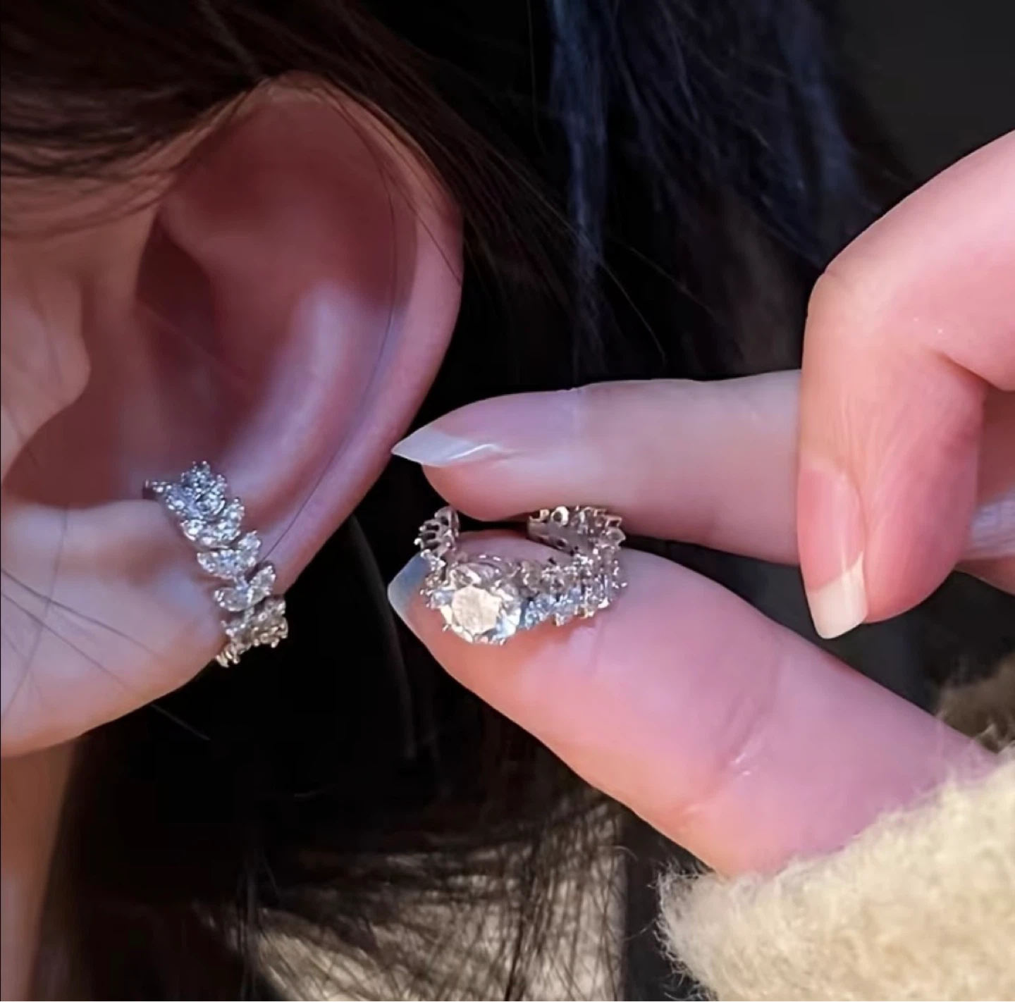 Crystal Leaf Ear Cuff (2 pcs) - photo 3