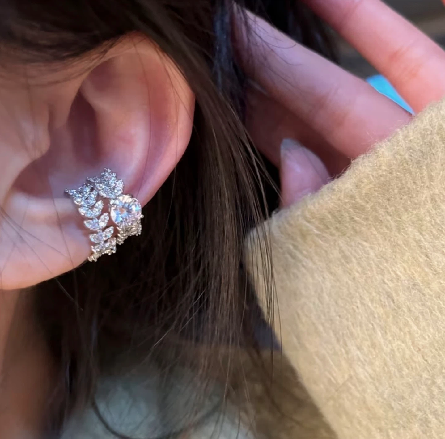 Crystal Leaf Ear Cuff (2 pcs) - photo 4