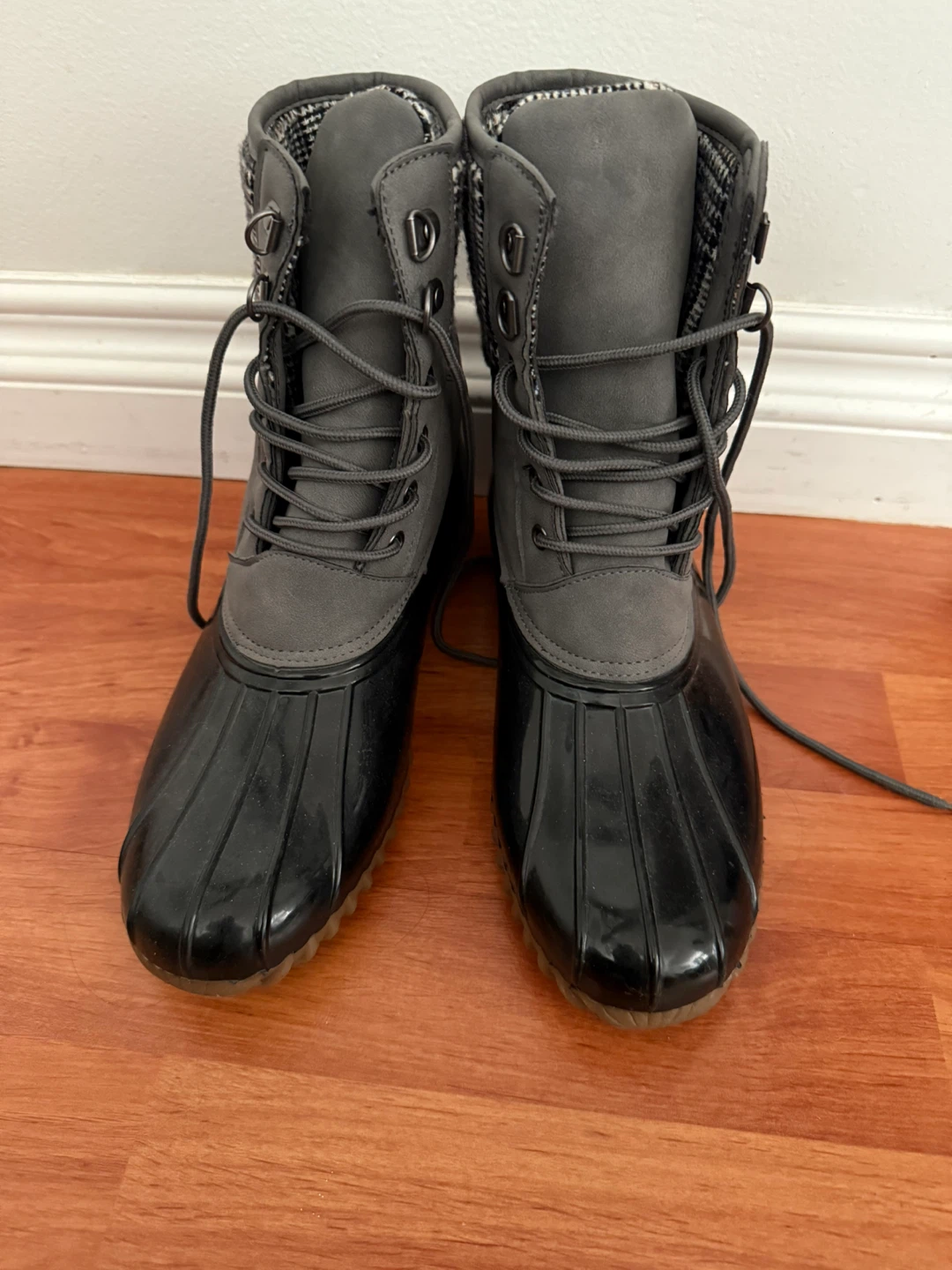 Women's Grey and Black Boots