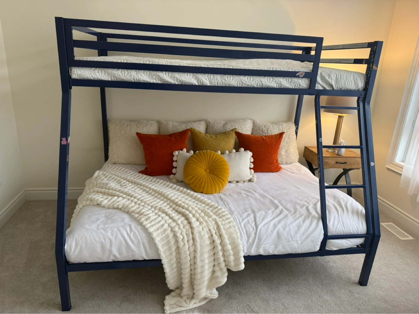 Navy Blue Metal Bunk Bed