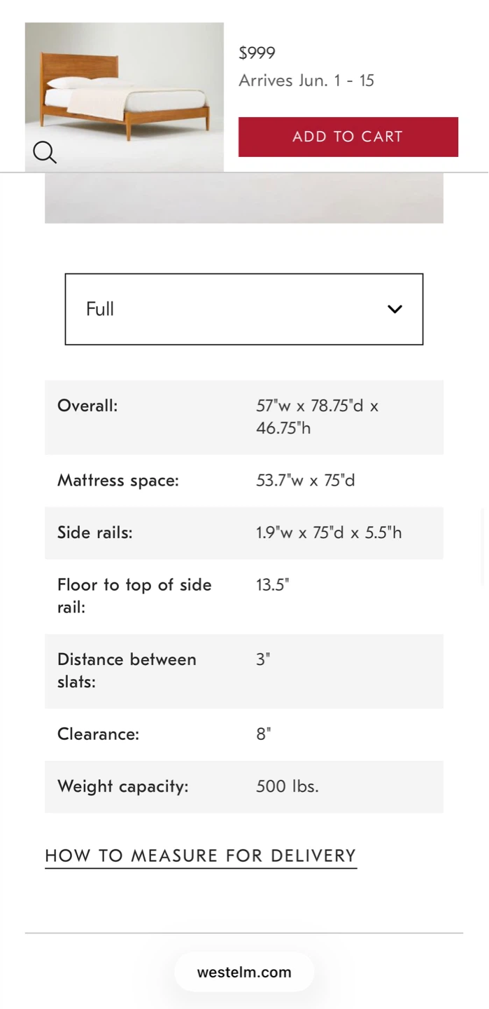 West Elm Full Size Bed Frame - photo 5