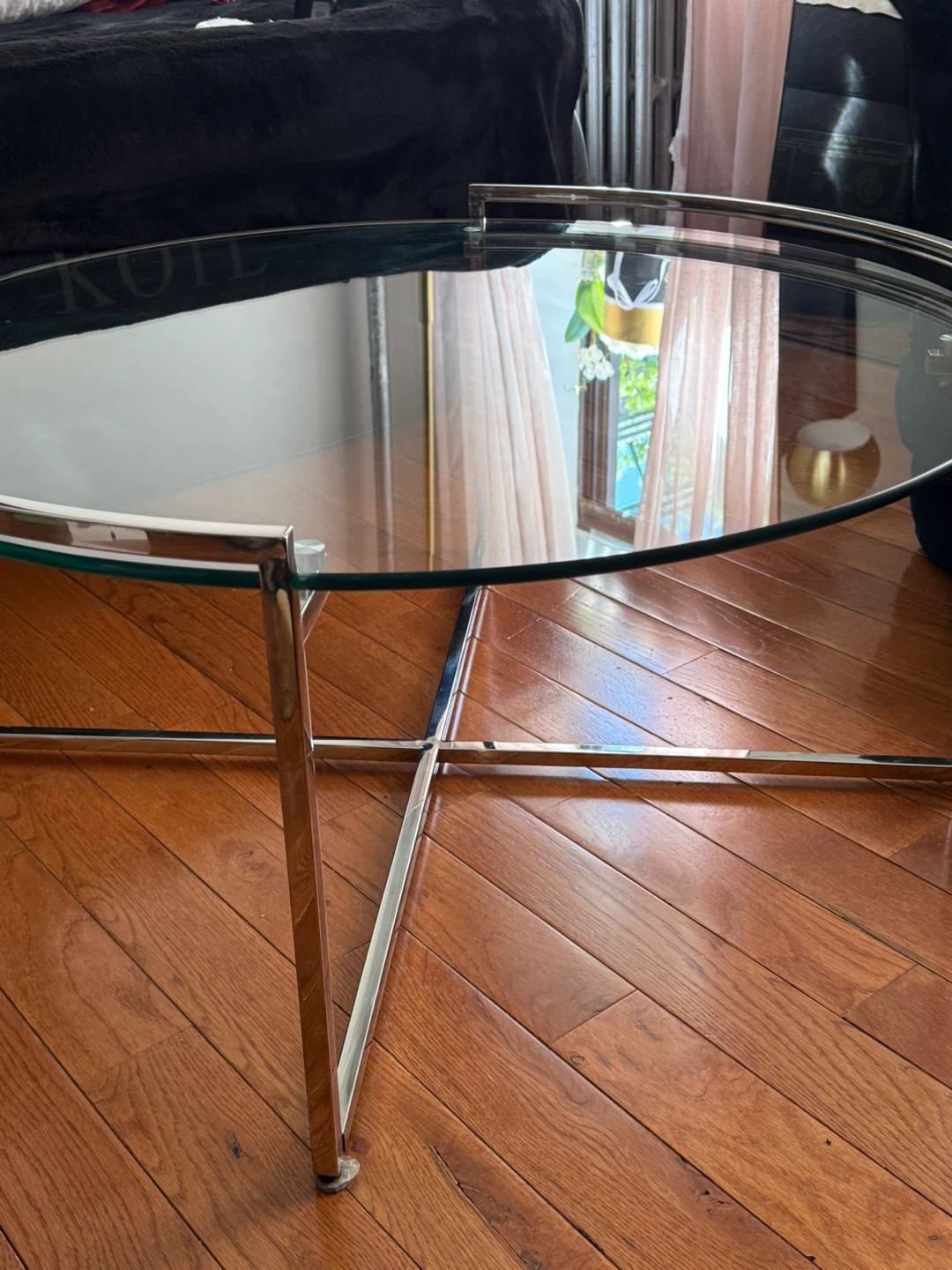 Round Glass Coffee Table with Chrome Base - photo 5