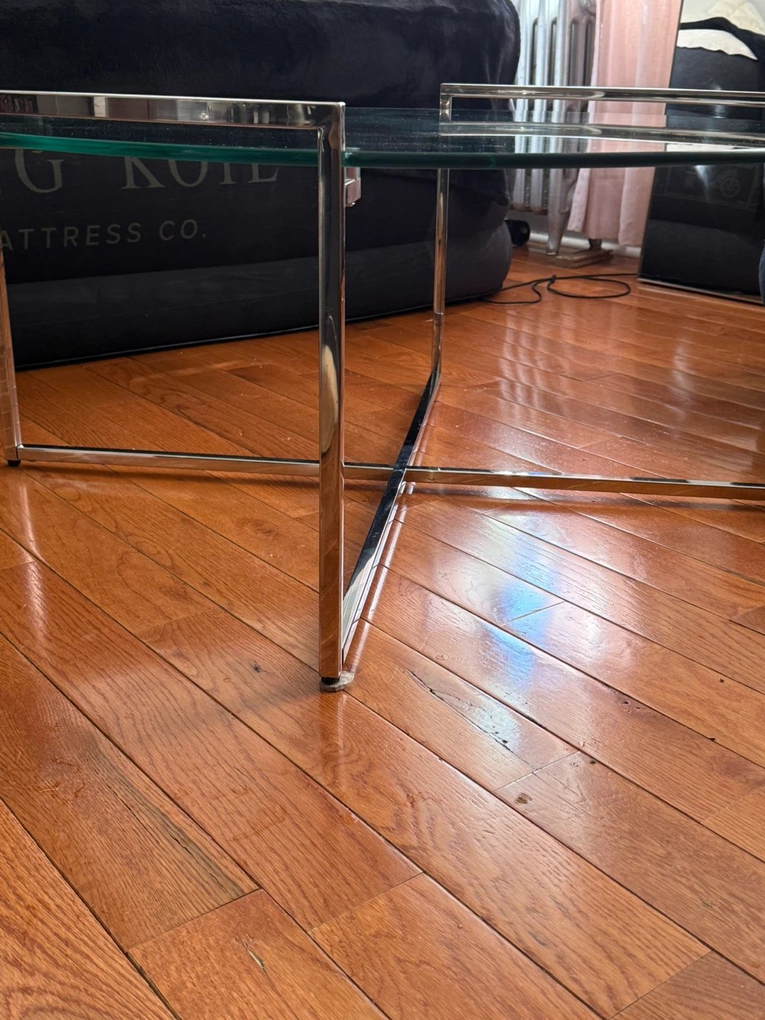 Round Glass Coffee Table with Chrome Base - photo 4