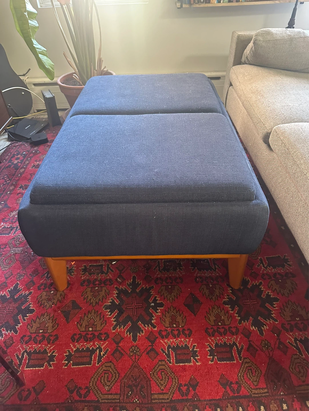 Wayfair Blue Upholstered Storage Ottoman with Trays - photo 2