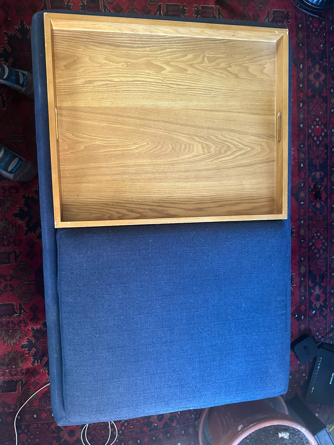 Wayfair Blue Upholstered Storage Ottoman with Trays - photo 5