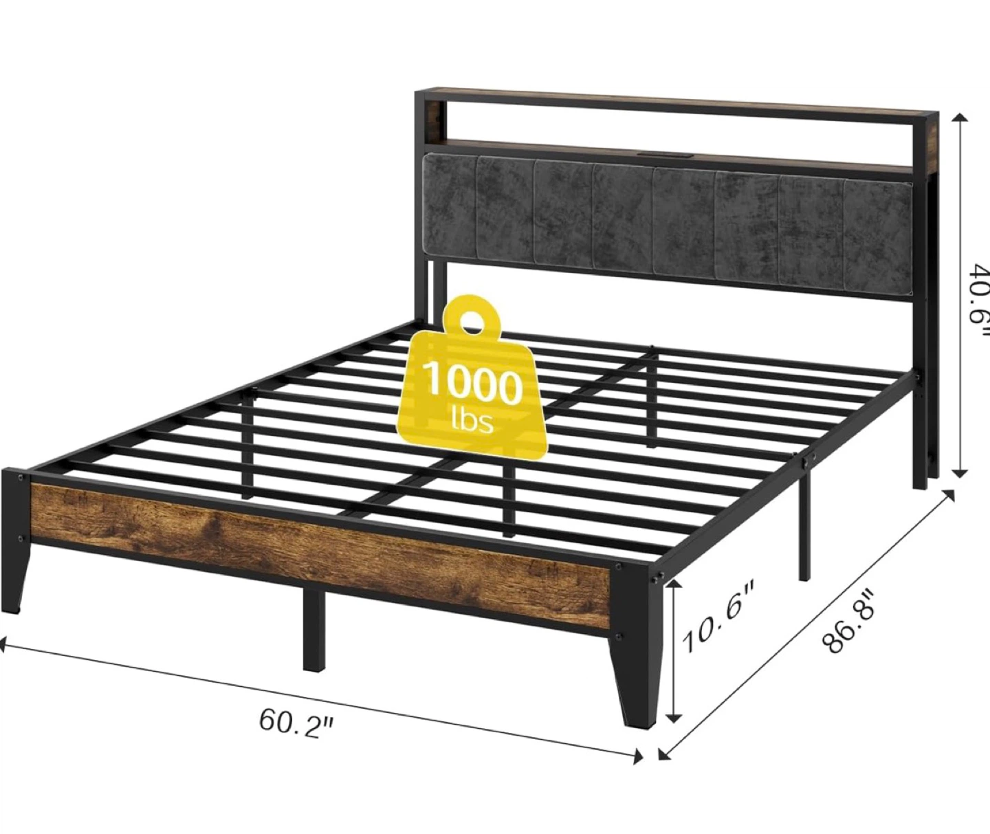Queen Size Bed Frame with Headboard