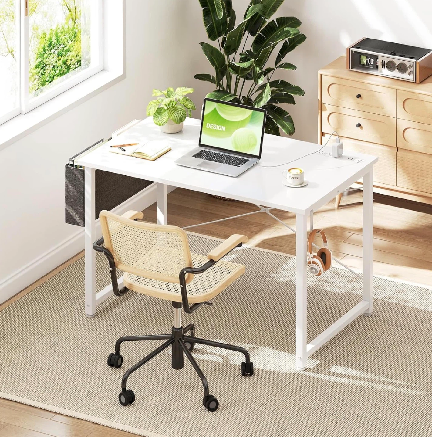 40" Computer Desk with Built-in Power Strip and Organizer - photo 3