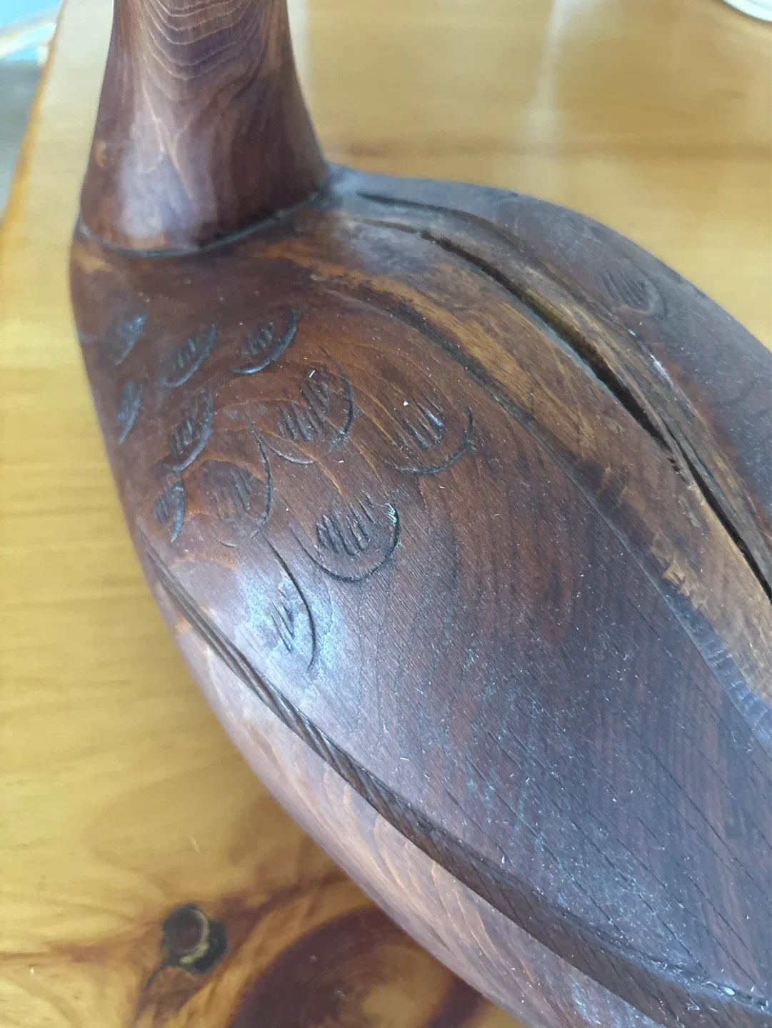 Hand Carved Wooden Duck Figurine 20 Inches Long - photo 2