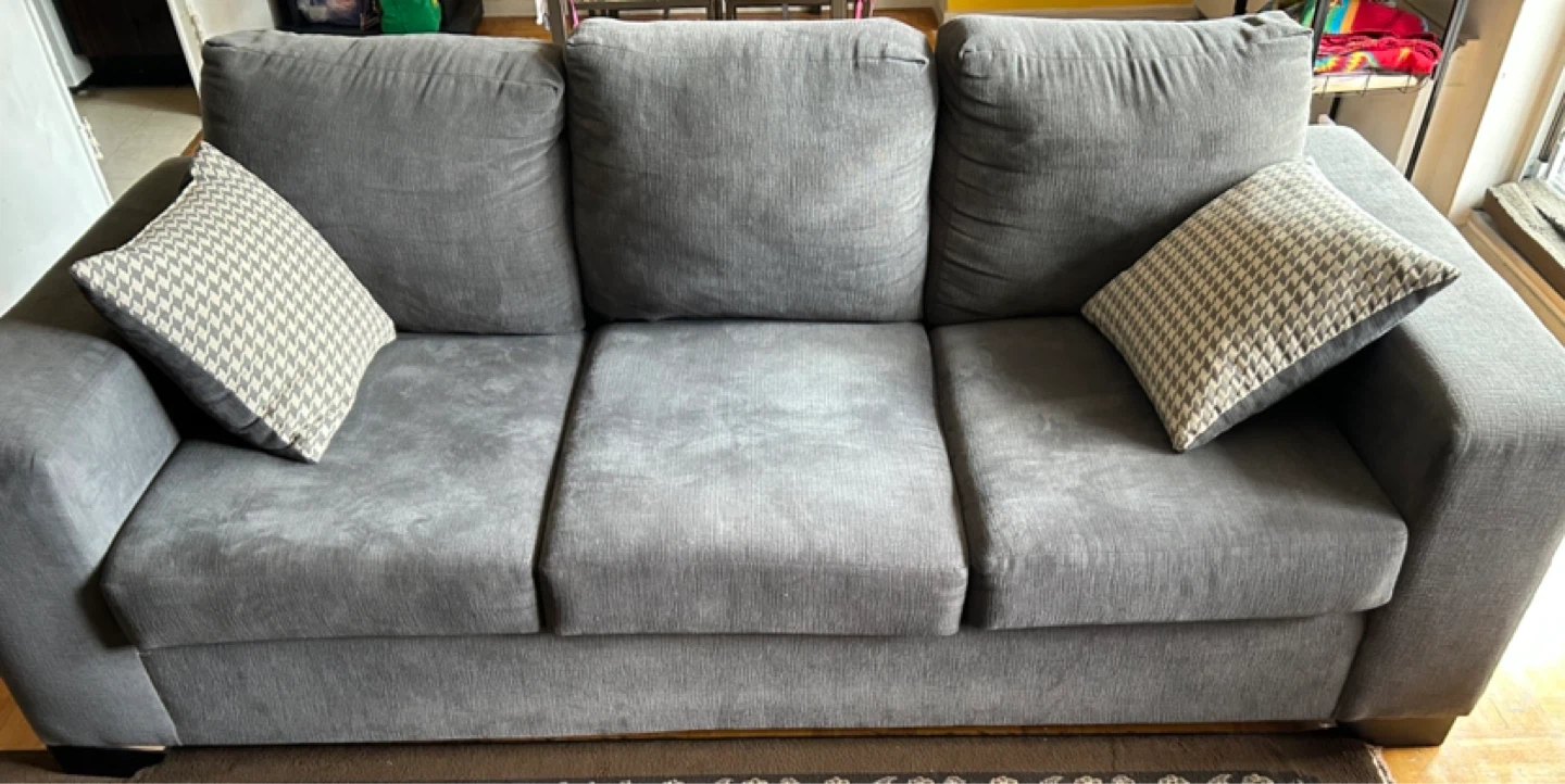 Grey 3-Seater Sofa with Accent Pillows